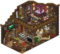 Inside Of A House Drawing, Pixel Art Furniture, Art Room Furniture, Pixel Furniture, Jungle Treehouse, Pixel Art Gif, Rumah Minecraft Sederhana