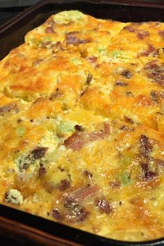 a casserole dish with meat and vegetables in it