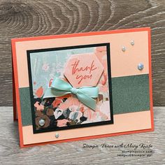 a thank you card with a bow on it