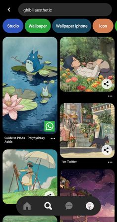 an iphone screen showing different scenes from the animated movie