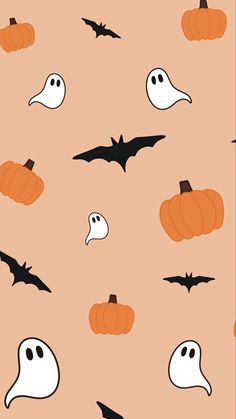 halloween seamless wallpaper with pumpkins and ghost faces