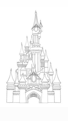 a drawing of a castle with turrets