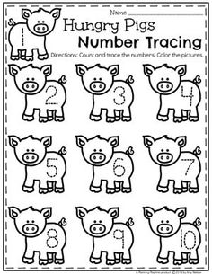 a printable worksheet for numbers 1 - 10 with farm animals