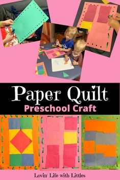 paper quilt preschool craft with pictures of children