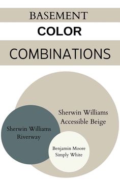 the cover for basement color combinations by sherrin williams and steve williams, featuring two circles