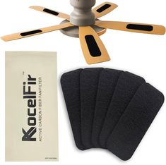 the kit includes four fan blades, five pads and a bag of cleaning cloths