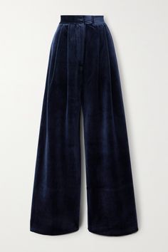 EXCLUSIVE AT NET-A-PORTER. The extra wide, floor-pooling legs make Alex Perry's navy pants feel particularly dramatic. They're tailored from rich velvet and detailed with front pleats to ensure they hang perfectly. Team them with the matching blazer and gleaming jewelry. Alex Perry, Velvet Pants, Blue Pants, Dress Trousers, Girly Outfits, Navy Pants, Clothes Collection, Looks Vintage, Jeans Dress