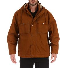 Our Smith's Workwear Signature Work Jacket is one of our best selling jackets for good reason. Many updated features makes this jacket a must have in any man's wardrobe. Made in our very durable heavyweight duck canvas, it's tough enough to take a beating at the job site. The extra thick faux-sherpa lining, quilted sleeves, and insulation, makes this our warmest work jacket for outdoors. The masculine styling makes it a great choice to enjoy the weekend at an outdoor winter game while staying ni Durable Solid Hooded Outerwear, Fall Sport Coat With Adjustable Hood For Outdoors, Winter Cotton Hooded Jacket With Multiple Pockets, Fall Sport Coat With Adjustable Hood For Outdoor Activities, Durable Long Sleeve Windbreaker For Fall, Durable Long Sleeve Fall Windbreaker, Durable Solid Outerwear For Fall, Durable Hooded Windbreaker For Fall, Winter Hooded Jacket With Double-lined Hood For Outdoor Work