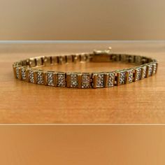 Vintage 925 Sterling Silver W/ 14k Gold Plated With Diamond Accent Tennis Bracelet Made Accessories, Mens Accessories Jewelry, Accessories Vintage, Tennis Bracelet, Vintage Accessories, Silver Gold, Custom Made, Tennis, Gold Plate