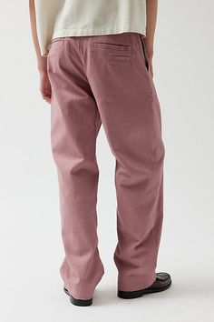 Essential chino pants in a relaxed & baggy skate fit silhouette. Chinos in 100% cotton with a straight leg fit. Features UO Turbo baggy skate chino Relaxed fit chino pants Mid rise waist Zip fly; button closure Straight leg openings Content + Care 100% Cotton Machine wash Imported Size + Fit Model in Slate is 6’1.5" and wearing size 32/32 Measurements taken from size 32/32 Rise: 11" Inseam: 32" Leg opening: 9" | Urban Outfitters UO Turbo Baggy Skate Pant in Berry, Men's at Urban Outfitters Streetwear Chinos With Pockets And Straight Hem, Straight Hem Chinos For Streetwear With Pockets, Straight Leg Cotton Work Pants For Streetwear, Cotton Straight Leg Work Pants For Streetwear, Cotton Work Pants Straight Leg For Streetwear, Relaxed Fit Chino Cotton Twill Pants For Streetwear, Baggy Chinos Men, Tapered Leg Cotton Work Pants For Streetwear, Relaxed Fit Cotton Work Pants With Straight Leg