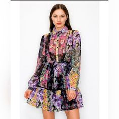 Nwt Zara Multicoloured Short Print Dress With Ruffle Hem Size S Dress With Ruffle Hem, Printed Short Dresses, Dresses Beautiful, Fit N Flare Dress, Rain And Snow Boots, Zara Dresses, Ruffle Hem, Fit & Flare, Trending Accessories