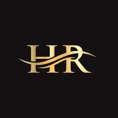 the letter h r in gold and black