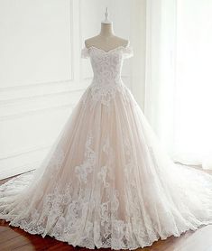 Unique lace tulle long wedding dress Wedding Dresses Lace Cheap, Best Wedding Dresses Pink, A Line Wedding Dress Blush, Simple Pink Lace Wedding Dress, Blush Wedding Dress Flowy, Pink A-line Wedding Dress, Wedding Dresses Sweetheart Neckline Off The Shoulder, Lace Off The Shoulder Sleve Wedding Dress, Off The Shoulder Lace Back Wedding Dress