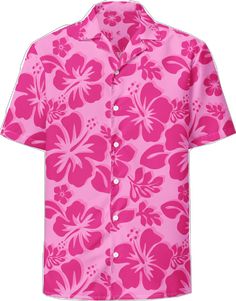 Raspberry Pinks Hawaiian Print Aloha Shirt - Extremely Stoked Pink Hawaiian Shirt For Summer, Vacation Short Sleeve Shirt With All Over Print, Pink Hawaiian Shirt With Tropical Print, Tropical Hawaiian Shirt With Sublimation Print, Pink Hawaiian Camp Shirt For Beach, Beach Pink Floral Print Shirt, Pink Floral Print Beach Shirt, Pink Tropical Camp Shirt For Vacation, Pink Tropical Top With Camp Collar