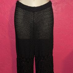 Fun And Funky. These Are New Although Tag Is Missing. Never Worn. Zara Black Crocheted Pants. Sz Small. Beautifully Designed. Great For Beach Coverup, Festival Wear, Even Dance Class. Crochet Boot Cut Pants, Black Crochet Pants, Crocheted Pants, Crochet Pants, Houndstooth Pants, Flowy Pants, Compression Pants, Black Crochet, Linen Trousers