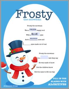 frosty the snowman poem and activity book