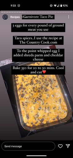 an image of a casserole recipe on the app