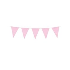 a pink bunting banner hanging from the ceiling