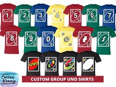 a group of t - shirts with numbers on them