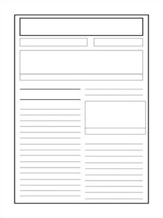 a blank newspaper page with lines on it