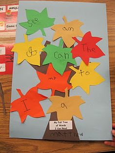 Kindergarten Sight Words, Sight Word Fun, October Ideas, Teaching Sight Words, Kindergarten Language Arts, Fall Trees, Practice Reading, Kindergarten Ela