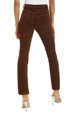 Crafted from stretch corduroy, these high-waist jeans feature a gap-proof, contoured waistband and straight legs. 27 1/2" inseam; 13" leg opening; 10 3/4" front rise; 14 1/2" back rise (size 8) 73% cotton, 25% modal, 2% elastane Machine wash, tumble dry Imported Black Owned/Founded High Waist Stretch Corduroy Jeans, Stretch Corduroy Straight Leg Pants, Fitted Mid-rise Corduroy Jeans, Fitted Straight Leg Corduroy Jeans, Fitted Corduroy Straight Leg Jeans, Stretch Corduroy Mid-rise Jeans, Stretch Mid-rise Corduroy Jeans, Corduroy Jeans, Waist Jeans