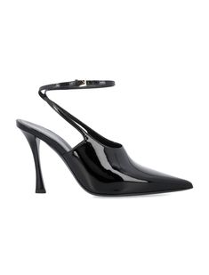 Show Slingbacks Pumps By Givenchy. Featuring: Décolleté Patent Leather Upper Adjustable Ankle Strap Closure With Gold-tone Buckle Pointed Toe Stiletto Heel Heel Height: 9 Cm Composition: 100% calf leather Lining, 100% goat leather Sole, 100% leather | Givenchy Women's Show Slingbacks in Black | FW23/24 Noriker Horse, Givenchy Heels, Givenchy Shoes, Givenchy Women, Slingbacks, Comfortable Heels, Goat Leather, Slingback Pump, Stiletto Heel