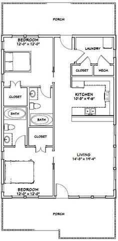 the floor plan for a two bedroom apartment with an attached living room and kitchen area