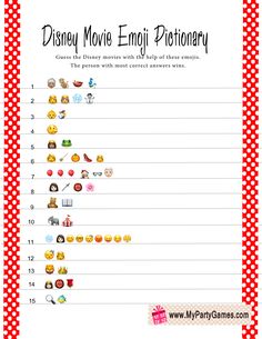 the disney movie emoji dictionary is shown in red and white checkered paper