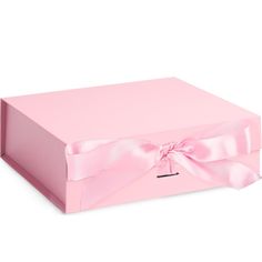 a pink box with a bow on it