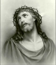 the face of jesus with crown of thorns on his head