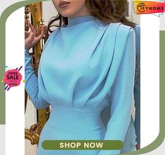 Women's Work Dress Sheath Dress Semi Formal Dress Fashion Maxi Dress Ruched Stand Collar Long Sleeve Plain Loose Fit Royal Blue Sky Blue Dark Green Spring Summer S M L Xl Xxl Light Blue Long Sleeve Ruched Dress, Light Blue Long Sleeve Ruched Mini Dress, Dress Semi Formal, Work Dresses For Women, Semi Formal Dress, Semi Formal Dresses, Green Spring, Work Dress, Style Maxi Dress