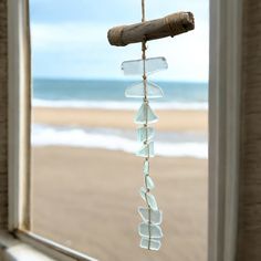 Sea Glass and Driftwood Tassel - 16-in - Mellow Monkey Beach Glass Wind Chimes, Seashell Mobile, Sea Glass Decor, Coastal Holiday, Glass Wind Chimes, Beach Glass Art, Beach Fits, Summer Boho, Mirrored Furniture