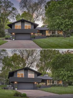 two pictures of the same house in different angles