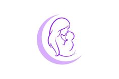 a woman holding a baby in her arms, logo design for a newbornsity