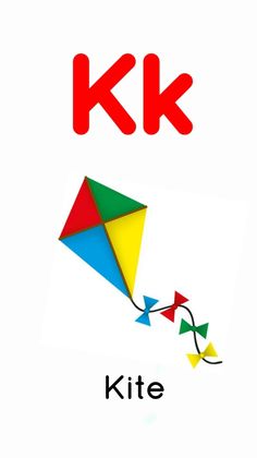 the letter k is for kite with an image of a colorful kite flying in the sky