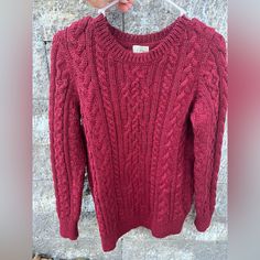 Beautiful Color Red, Has Never Been Worn, In Brand New Condition. Knitted Pullover Sweaters, Knitted Pullover, Red Color, Colorful Sweaters, Cable Knit, Pullover Sweaters, Scoop Neck, Beautiful Colors, Sweaters For Women