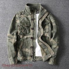 Premium Quality Mens Camouflage Combat Field Jackets Vintage Military Pockets Outdoor Army Coats, men clothing Camouflage Coat, Mode Tips, Military Camouflage, Fit Fashion, Camo Jacket, British Indian, Papua New Guinea, Equatorial Guinea, Brunei