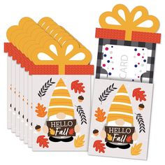 Orange Gnomes Nifty Gifty Card Holders INCLUDES 8 professionally printed gift card holders plus 8 premium white envelopes. Each card holder fits a standard gift card or cash. UNIQUE GIFT IDEA: Fall Gnomes Nifty Gifty Card Holders are a trendy and fun way to give gift cards or money. In addition, each card holder insert has space for writing a personal message to your card recipients, making gift-giving convenient and easy! Whether you’re mailing a gift or attending an Autumn Harvest Party or Tha Autumn Harvest Party, Fall Harvest Party, Fall Gnomes, Gift Card Holders, Harvest Party, Thanksgiving Celebration, Money Cards, Card Sleeves, Autumn Harvest