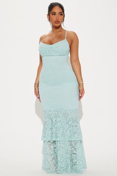 Available In Light Blue And Rose. Lace Maxi Dress Adjustable Spaghetti Straps Cowl Neckline Tiered Hem Mermaid Fit Lined Stretch Self: 90% Nylon 10% Spandex Lining: 100% Polyester Imported | Elegant Lace Maxi Dress in Light Blue size 3X by Fashion Nova Elegant Dresses For Women, Lace Maxi, Lace Maxi Dress, Fancy Dress, Blue Fashion, Elegant Dresses, Fashion Nova, Spaghetti Strap, Light Blue