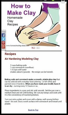 the recipe for making homemade clay is shown in this screenshote screen shot,