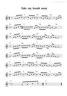 Easy Saxophone Sheet Music, Trumpet Music, Clarinet Sheet Music, Organ Music, Saxophone Sheet Music, Guitar Chord Chart, Guitar Songs, Greatest Songs, Guitar Chords