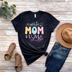 a t - shirt with the words nice mom nurse on it