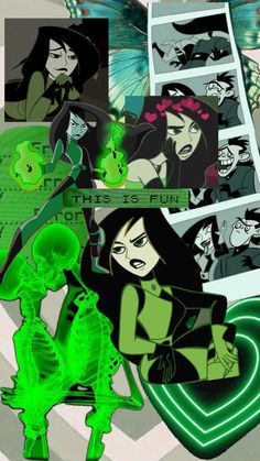 an image of some cartoon characters with green and black colors