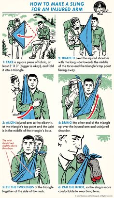 how to make a sling for an injured arm info poster by the army, via flickon com