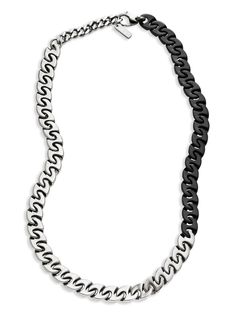 silver-tone/black lobster claw fastening engraved logo adjustable fit This piece comes complete with a protective dust bag. Chain Necklace Silver, Iconic Bags, Demi Fine Jewelry, Engraved Logo, Fine Earrings, Silver Chain Necklace, Watches Jewelry, Necklace Silver, Earring Necklace