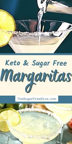 the keto and sugar free margaritas are served in martini glasses