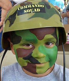 7 Camo Soldier Army Face Paint, Camo Costume, Covering Tattoos With Makeup, Face Painting Ideas For Kids, Camo Paint, Pumpkin Sculpting, Camo Birthday Party