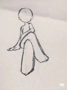 a drawing of a person sitting on the ground