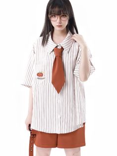 Size S M L Shoulders 53 54 55 Full Length 65 67.5 70 Bust 116 120 124 Sleeve Length 25 26 27 Devil Inspired, Short Pollera, Style Kawaii, Skirt Shorts, Style Japonais, Persimmon, Short Shirts, Style Shirt, Character Outfits